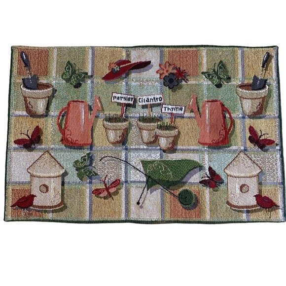 Table Placemats Garden Spring Tapestry Set of 4 Green Gold 12" x 19" - Picture 4 of 9
